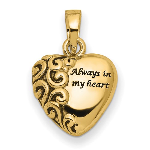 Sentimental Expressions 14K Yellow Gold Heart Remembrance Ash Holder Pendant