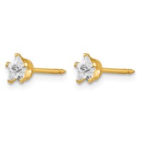 Inverness 14K Yellow Gold 4mm Star CZ Post Piercing Earrings view 2