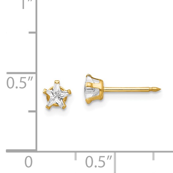 Inverness 14k 4mm Star CZ Post Piercing Earrings