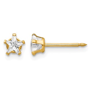 Inverness 14k 4mm Star CZ Post Piercing Earrings