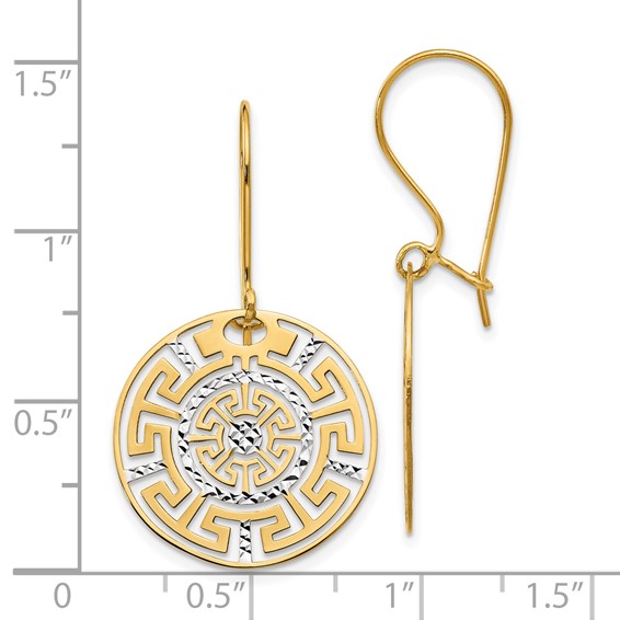 Leslie's 14K Two-tone Greek Key Dangle Earrings