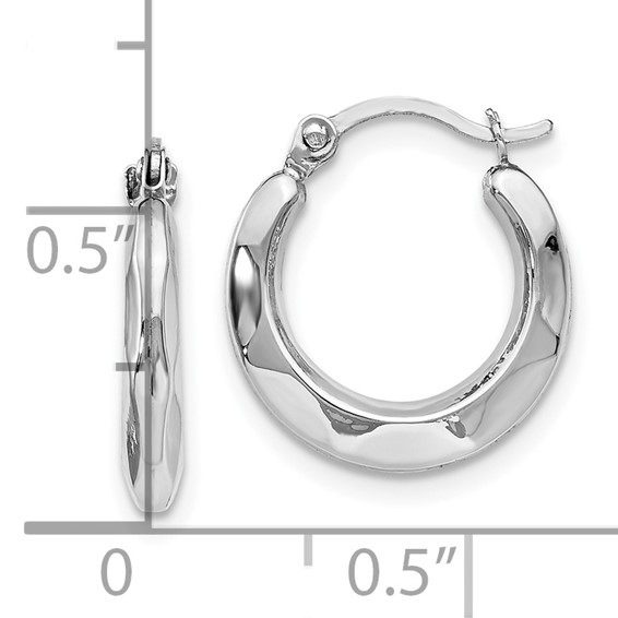 Leslie's 14K White Gold Polished Hinged Hoop Earrings