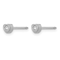 Inverness Stainless Steel Polished Crystal in Heart Post Piercing Earrings view 2