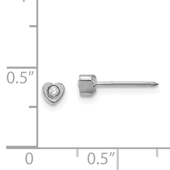 Inverness Stainless Steel Polished Crystal in Heart Post Piercing Earrings