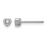 Inverness Stainless Steel Polished Crystal in Heart Post Piercing Earrings view 1