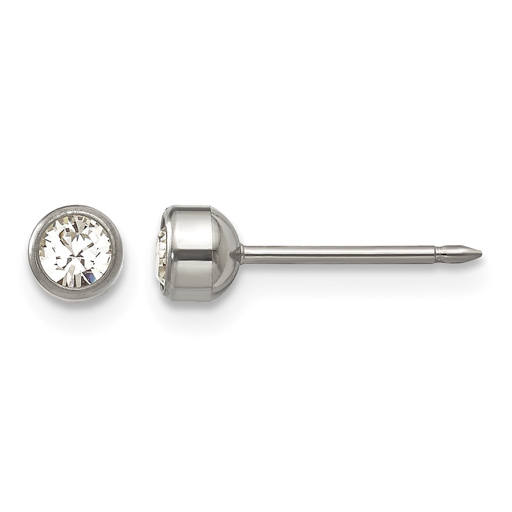Inverness Titanium 4mm Bezel Crystal Post Piercing Earrings