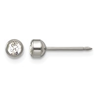 Inverness Titanium 4mm Bezel Crystal Post Piercing Earrings view 1