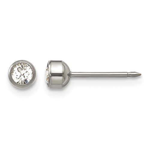 Inverness Titanium 4mm Bezel Crystal Post Piercing Earrings