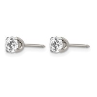 Inverness Stainless Steel Polished 5mm CZ Post Piercing Earrings view 2