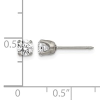 Inverness Stainless Steel Polished 5mm CZ Post Piercing Earrings view 4