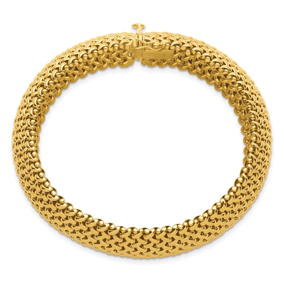 Herco 18K Polished 22mm Semi-solid Mesh 7.5 inch Bracelet