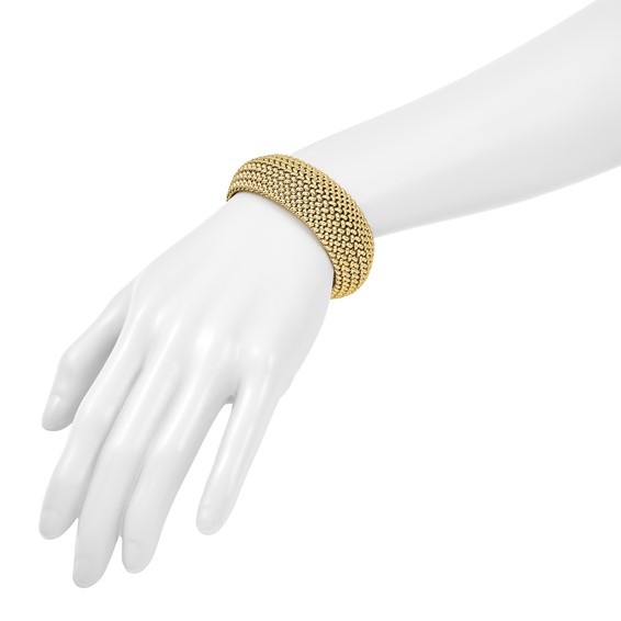 Herco 18K Polished 22mm Semi-solid Mesh 7.5 inch Bracelet