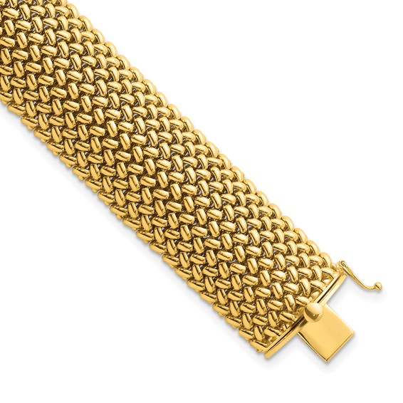 Herco 18K Polished 22mm Semi-solid Mesh 7.5 inch Bracelet