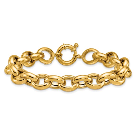 Herco 18K Polished 11mm Open Link Cable 8 inch Bracelet