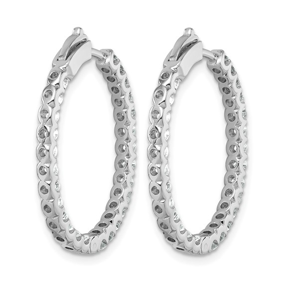 Herco 18K White Gold Rhodium-plated Polished 2 Carat Diamond In and Out Hinged Oval Hoop Earrings