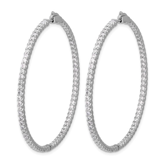 Herco 18K White Gold Rhodium-plated Polished 2.3 Carat Diamond In and Out Hinged Round Hoop Earrings