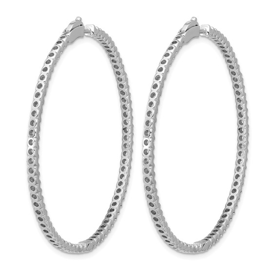 Herco 18K White Gold Rhodium-plated Polished 2.3 Carat Diamond In and Out Hinged Round Hoop Earrings