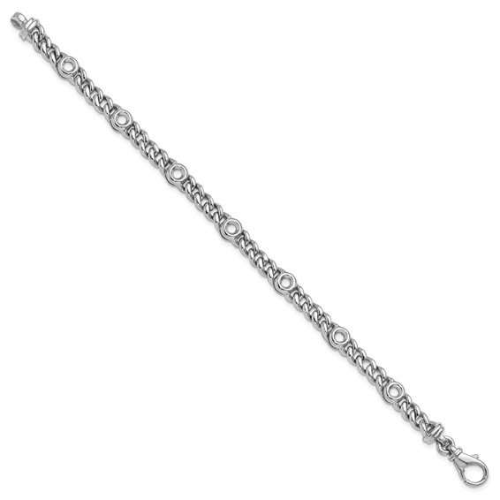 Herco 18K White Gold Polished Bezel 7.5 inch Curb Bracelet Mounting