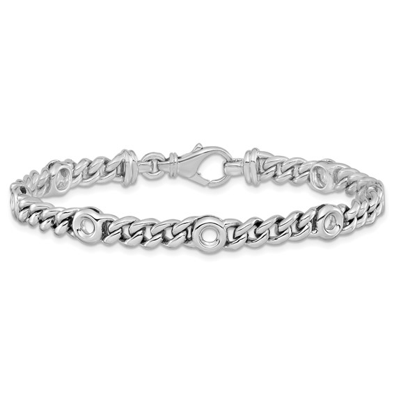 Herco 18K White Gold Polished Bezel 7.5 inch Curb Bracelet Mounting