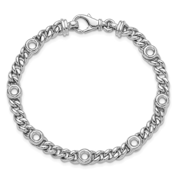 Herco 18K White Gold Polished Bezel 7.5 inch Curb Bracelet Mounting