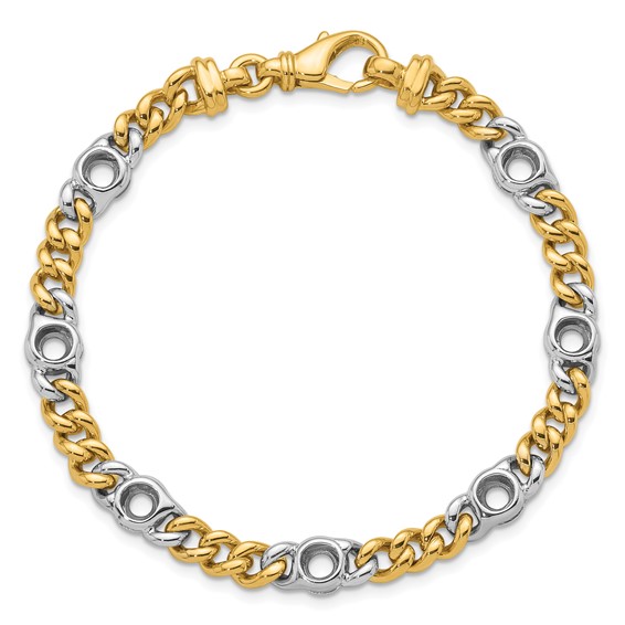 Herco 18K Two-tone Polished Bezel 7.5 inch Curb Bracelet Mounting