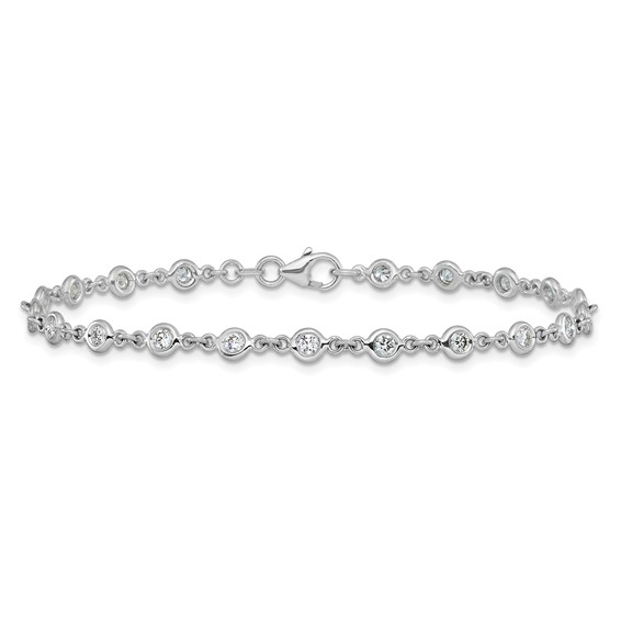 "Herco 18K White Gold Lab Grown Diamond VS+, F+ Stations 7.5 Inch Bracelet"