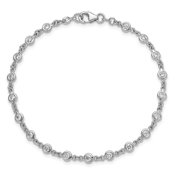 "Herco 18K White Gold Lab Grown Diamond VS+, F+ Stations 7.5 Inch Bracelet"