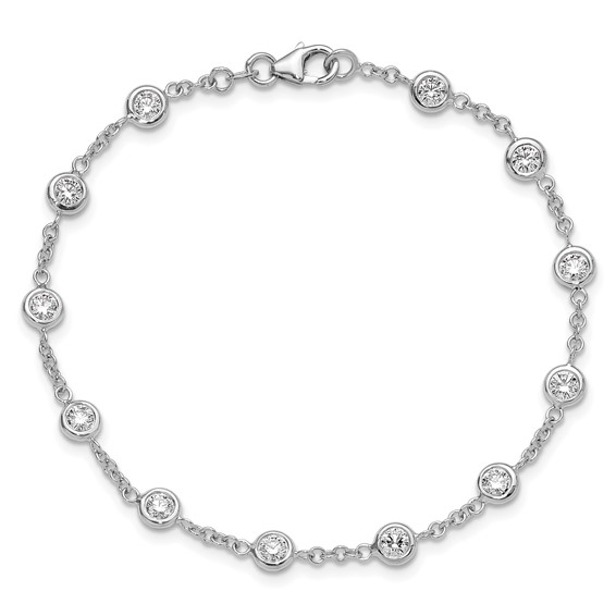 Herco 18K White Gold Diamond Station 7.5 inch Bracelet