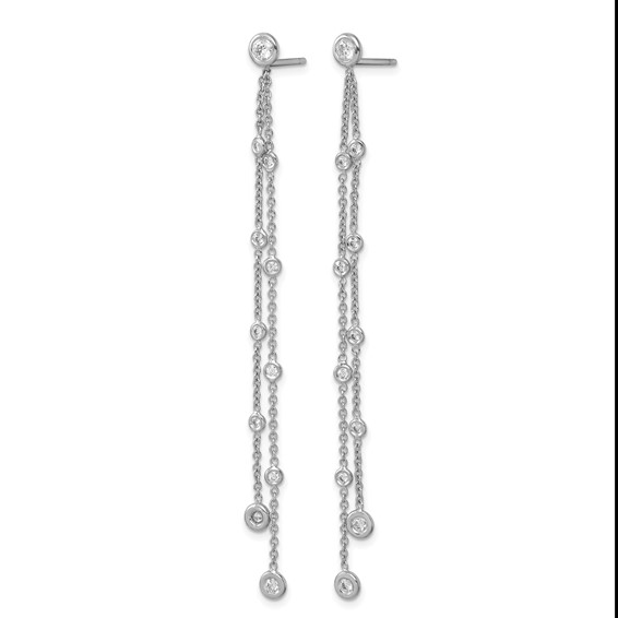 Herco 18K White Gold Rhodium-plated Polished 2-Strand Diamond Post Dangle Earrings