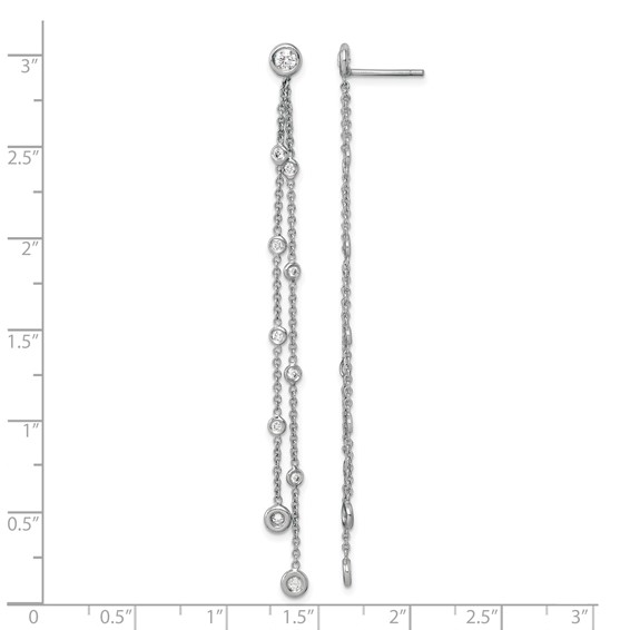 Herco 18K White Gold Rhodium-plated Polished 2-Strand Diamond Post Dangle Earrings