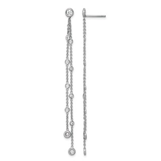 Herco 18K White Gold Rhodium-plated Polished 2-Strand Diamond Post Dangle Earrings