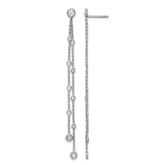 Herco 18K White Gold Rhodium-plated Polished 2-Strand Diamond Post Dangle Earrings
