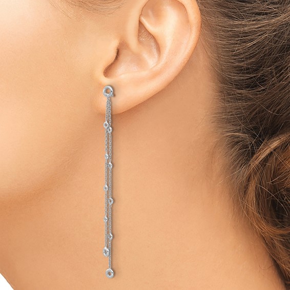 Herco 18K White Gold Rhodium-plated Polished 2-Strand Post Dangle Earring Mountings