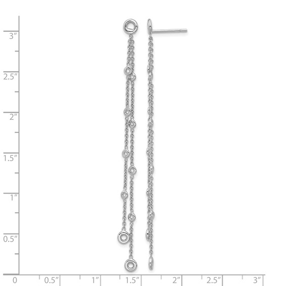 Herco 18K White Gold Rhodium-plated Polished 2-Strand Post Dangle Earring Mountings