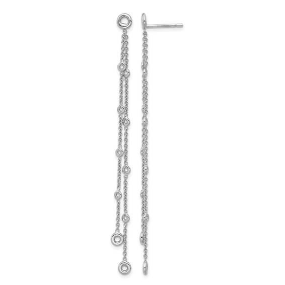 Herco 18K White Gold Rhodium-plated Polished 2-Strand Post Dangle Earring Mountings