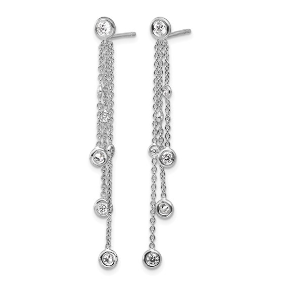 Herco 18K White Gold Rhodium-plated Polished 3-Strand Post Dangle Earring Mountings