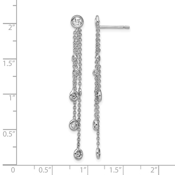 Herco 18K White Gold Rhodium-plated Polished 3-Strand Post Dangle Earring Mountings