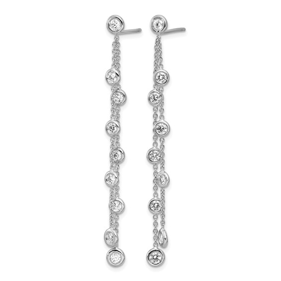 Herco 18K White Gold Rhodium-plated Polished 2-Strand Diamond Post Dangle Earrings