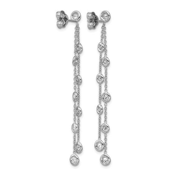 Herco 18K White Gold Rhodium-plated Polished 2-Strand Diamond Post Dangle Earrings