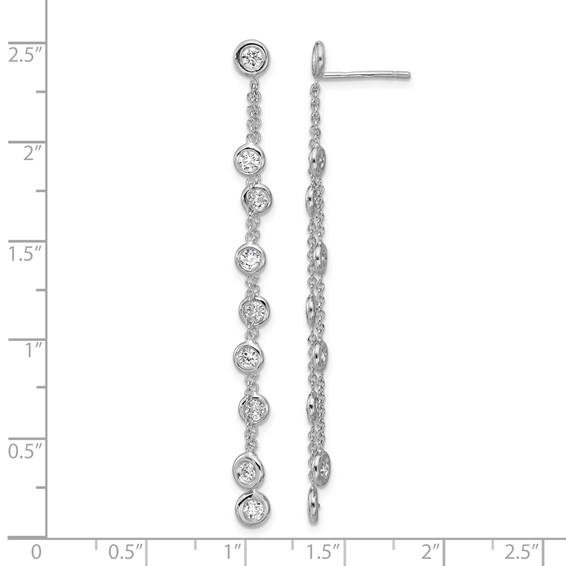 Herco 18K White Gold Rhodium-plated Polished 2-Strand Diamond Post Dangle Earrings