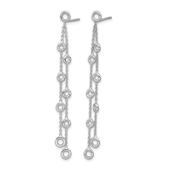 Herco 18K White Gold Rhodium-plated Polished 2-Strand Post Dangle Earring Mountings