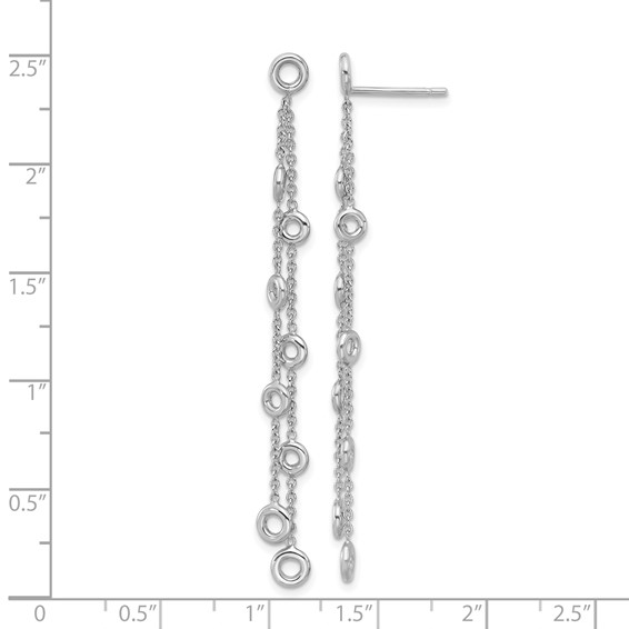 Herco 18K White Gold Rhodium-plated Polished 2-Strand Post Dangle Earring Mountings