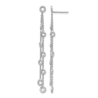 Herco 18K White Gold Rhodium-plated Polished 2-Strand Post Dangle Earring Mountings