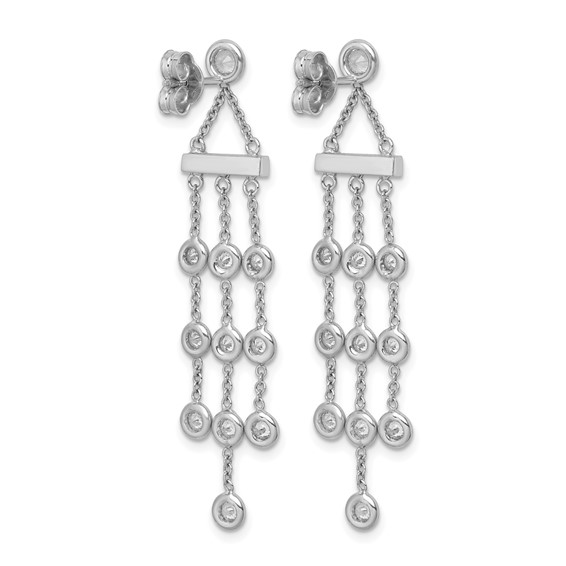 Herco 18K White Gold Rhodium-plated Polished 3-Strand Post Dangle Earring Mountings