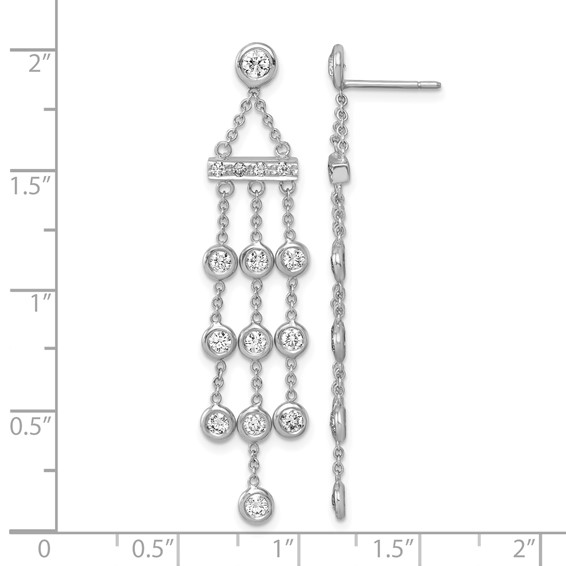 Herco 18K White Gold Rhodium-plated Polished 3-Strand Post Dangle Earring Mountings