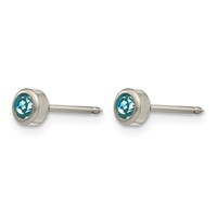 Inverness Titanium 4mm Aqua Crystal Bezel Post Piercing Earrings view 2