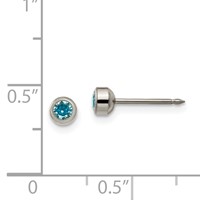 Inverness Titanium 4mm Aqua Crystal Bezel Post Piercing Earrings view 4