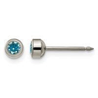 Inverness Titanium 4mm Aqua Crystal Bezel Post Piercing Earrings view 1