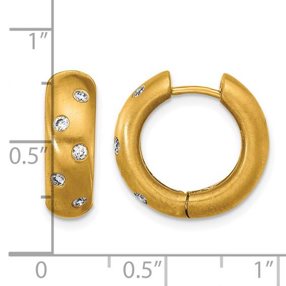 HERCO Gold Diamond Hinged Hoop Earrings