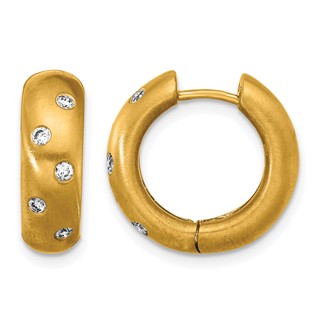 HERCO Gold Diamond Hinged Hoop Earrings